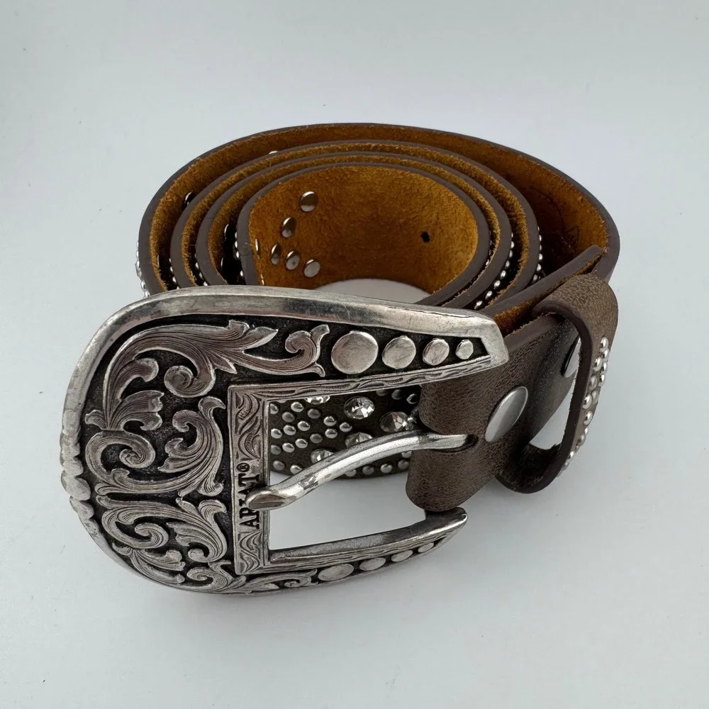 Ariat Brown Leather Western Belt Studded 2007 Limited Edition Buckle‎ 6260